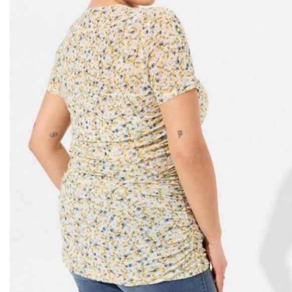 NWT Torrid Stretch Mesh Crew Neck Ruched Top - Picture 2 of 5